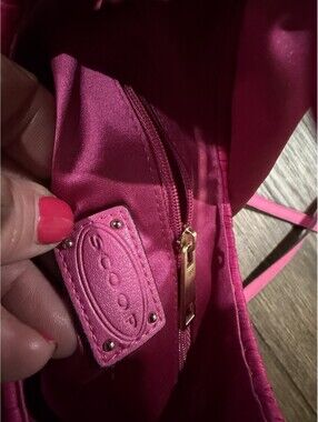 Cocco Pink Woven Handle Handbag with Satin Accent